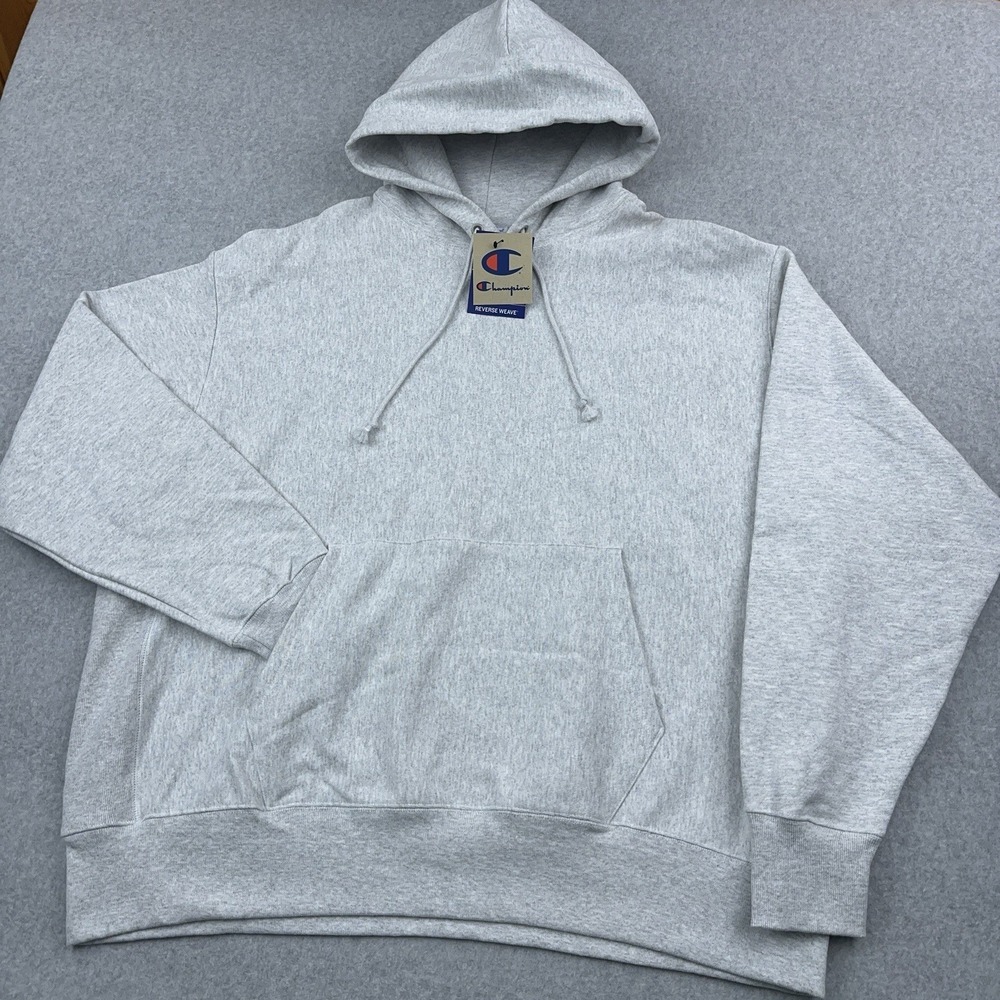 NEW Champion Reverse Weave Hoodie Mens 2XL Gray Fleece Pullover Heavyweight